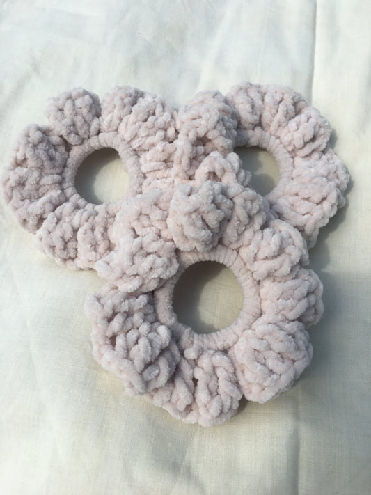 Beige velvet hair scrunchie