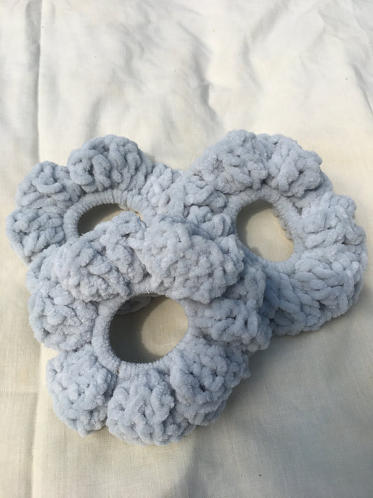 Grey velvet hair scrunchie