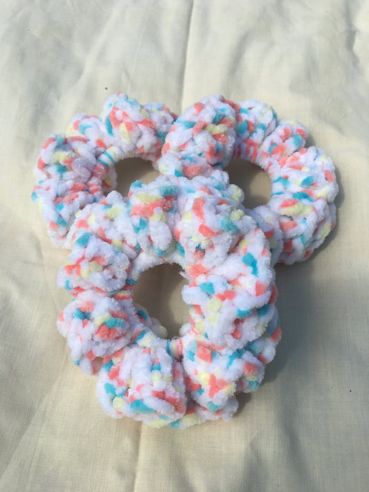 Rainbow confetti velvet hair scrunchie